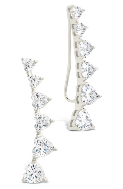 Jillian Cubic Zirconia Heart Ear Climbers