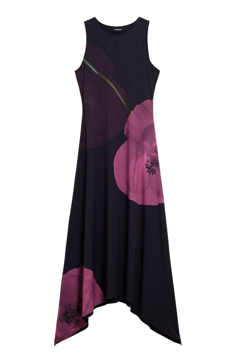 Desigual Print Asymmetric Hem Midi Dress, Alternate, color, 