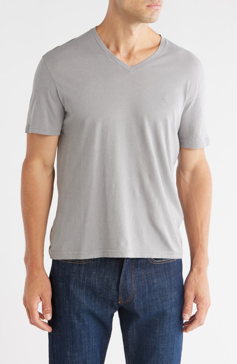 John Varvatos Organic Cotton V-Neck T-Shirt, Main, color, Medium Grey