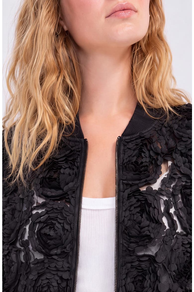 Floral Appliqué Bomber Jacket, Alternate, color, BLACK FLORAL