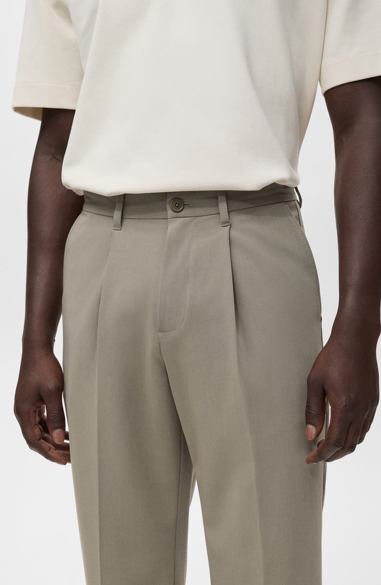 MANGO Pleated Fluid Straight Leg Pants, Alternate, color, Mink Grey