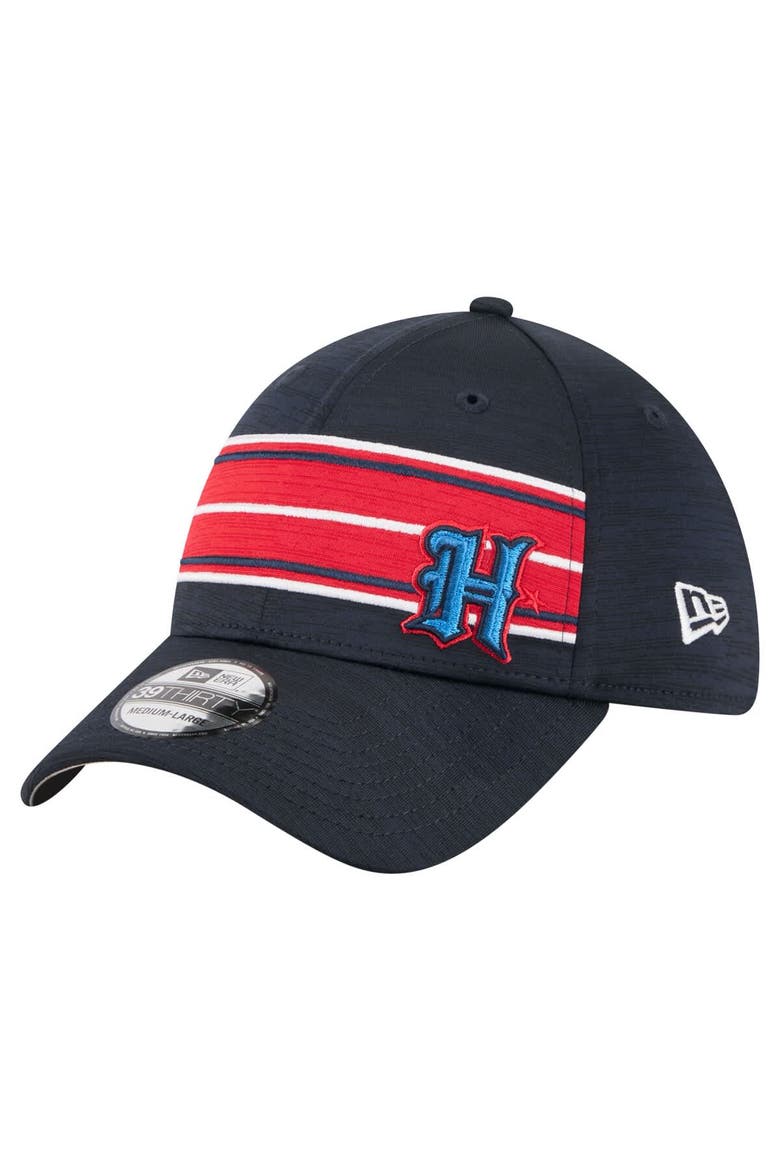Men's New Era  Navy Houston Texans Stripes 39THIRTY Flex Hat, Alternate, color, Navy