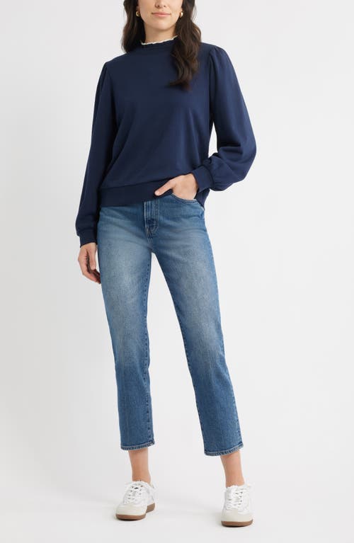 Caslonr Caslon(r) Ruffle Crewneck Sweatshirt In Blue