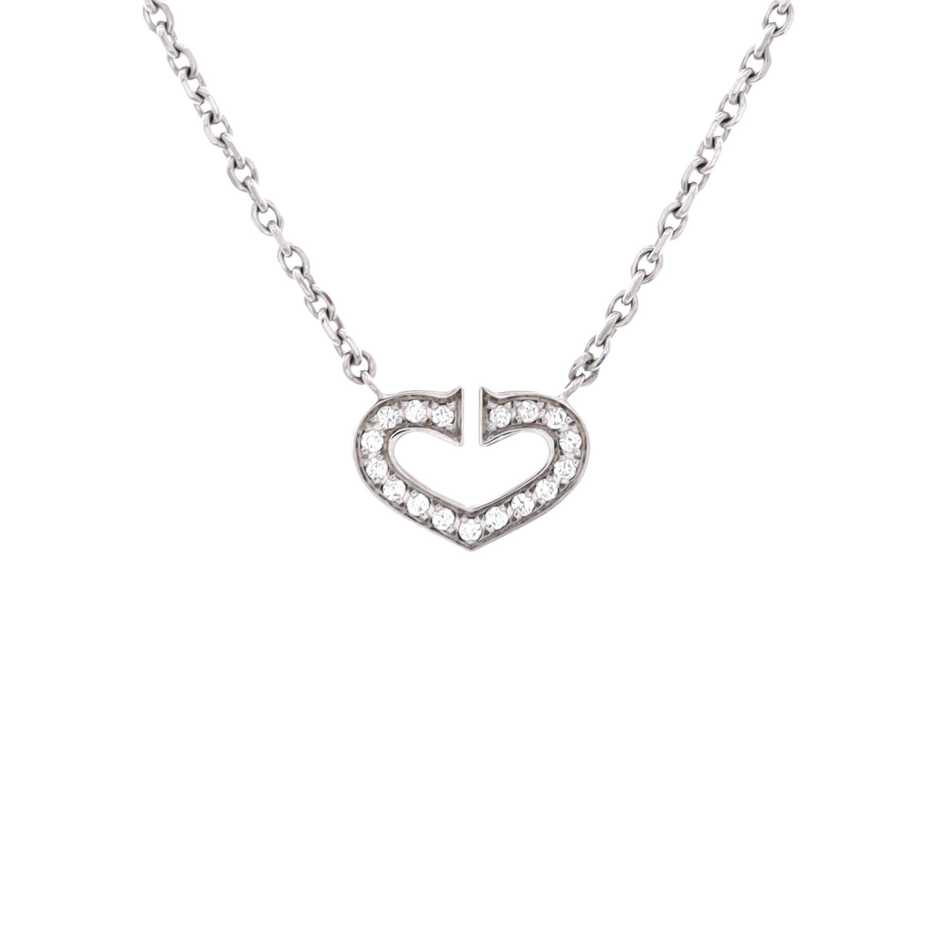 C Heart de Cartier Pendant Necklace 18K White Gold with Pave Diamonds, Main, color, Metallic Gold