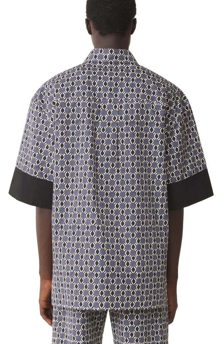 Lanvin Loose-Fit Printed Cotton Shirt, Alternate, color, Storm/Black
