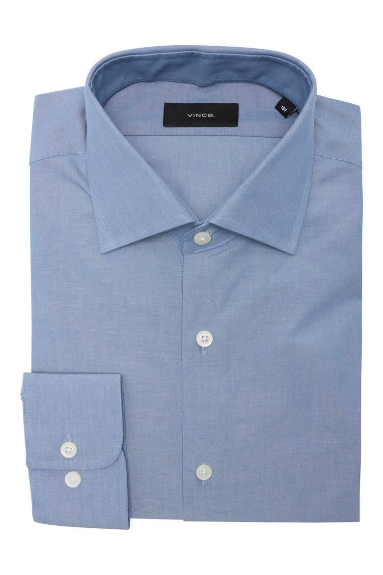 Classic Button Front Long Sleeve Cotton Dress Shirt, Alternate, color, BLUE