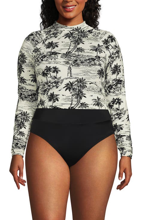 Long Sleeve Mock Neck Cropped UPF 50 Sun Protection Rash Guard