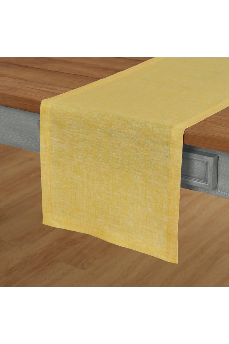 Linen Table Runner - Athena, Alternate, color, Chambray Lemon Yellow
