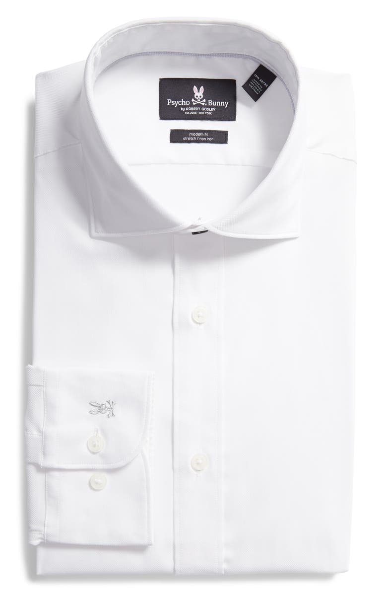Psycho Bunny Modern Fit Solid Stretch Cotton Blend Dress Shirt, Alternate, color, 