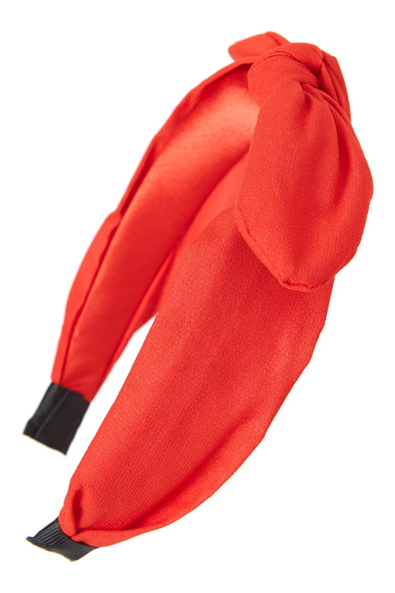 Knotted Bow Headband, Main, color, RED