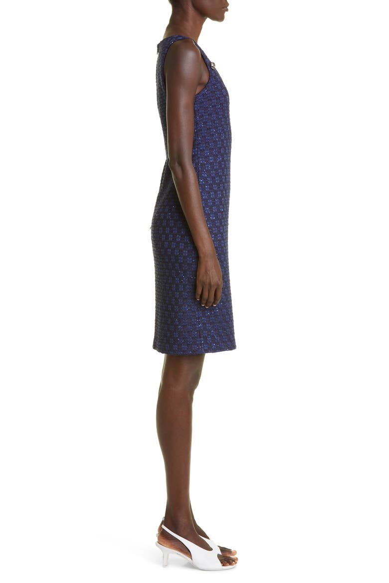 Sequin Check Knit Cocktail Minidress, Alternate, color, NAVY MULTI