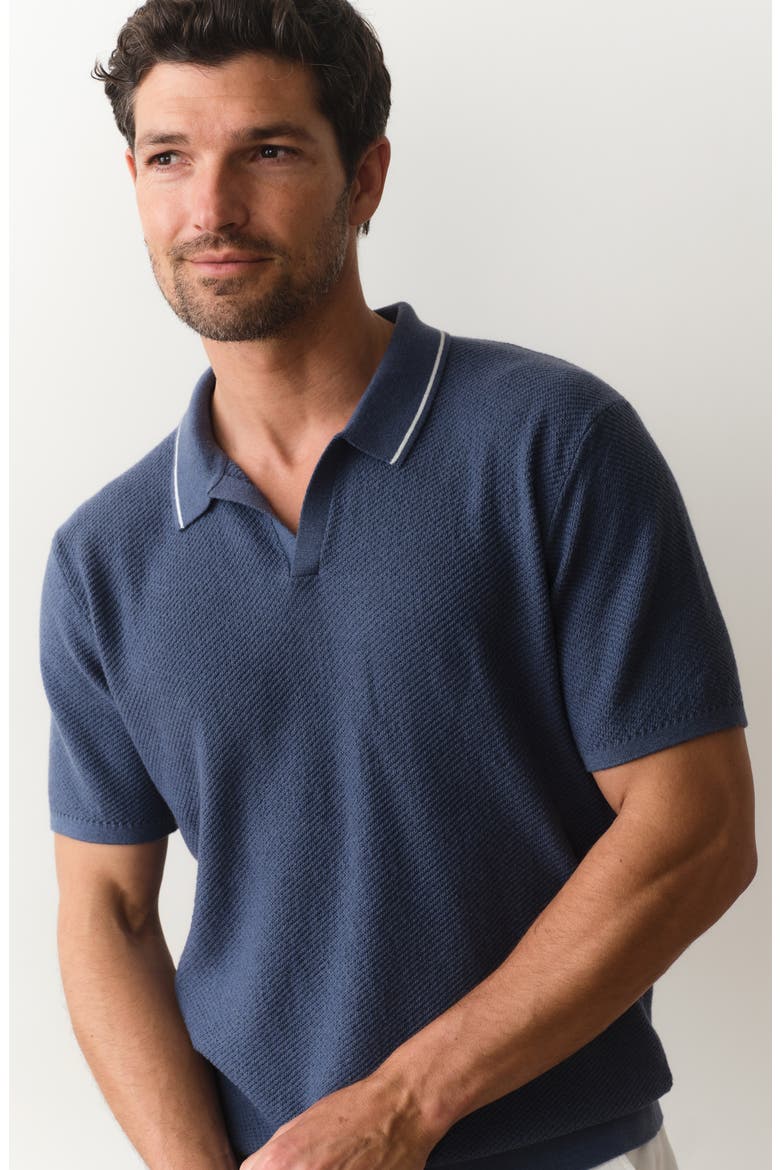 Greyson Short Sleeve Polo Sweater, Alternate, color, VINTAGE INDIGO