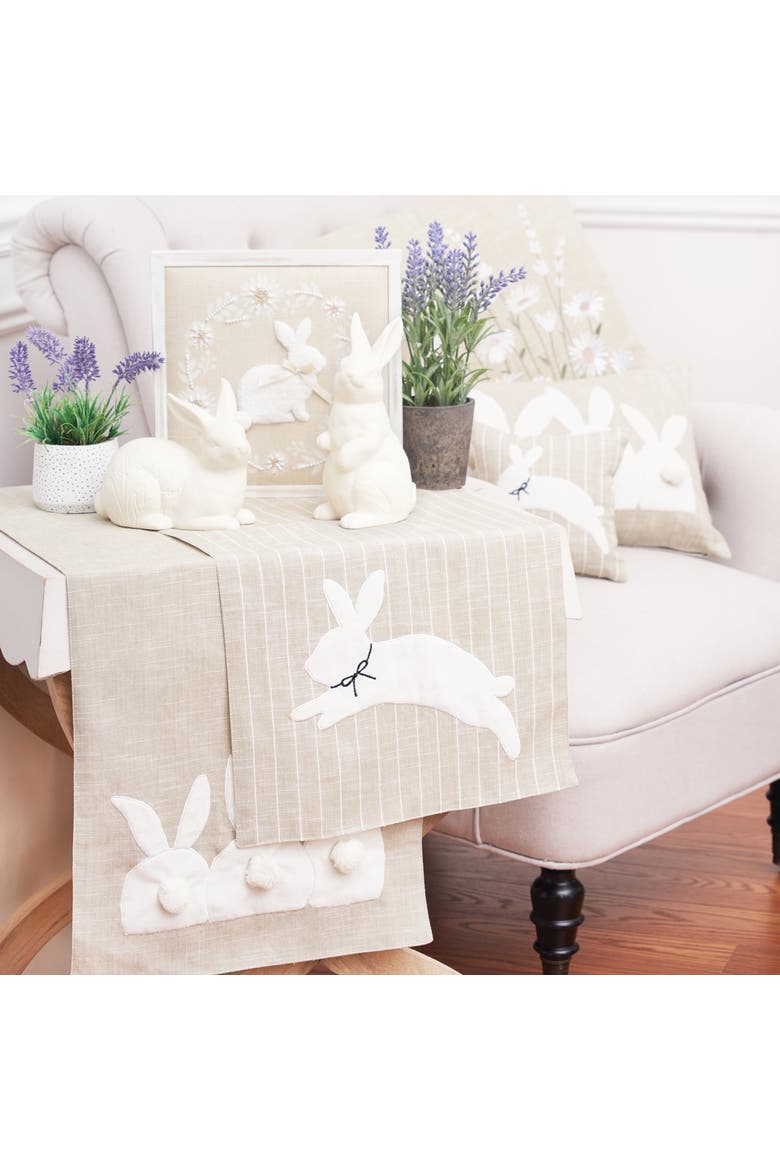 10"H x 1.25"L x 10"W White Bunny Wreath Shadow Box, Alternate, color, Beige