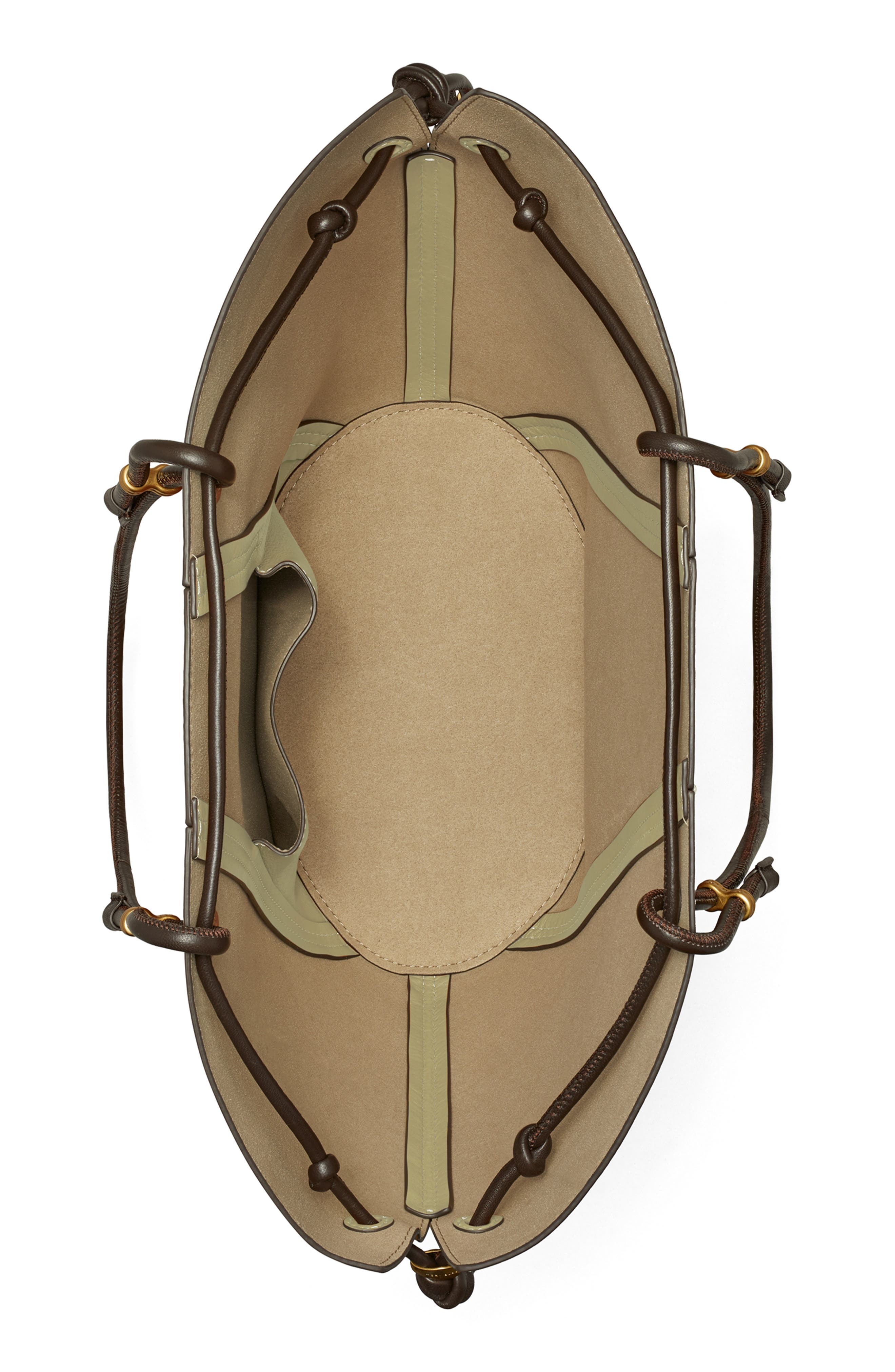 Spaghetti Leather Tote, Alternate, color, PINE FROST