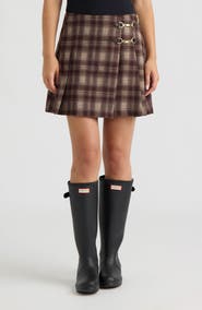 Hunter Plaid Pleated Wrap Miniskirt