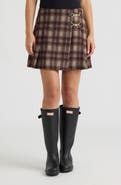 Hunter Plaid Pleated Wrap Miniskirt