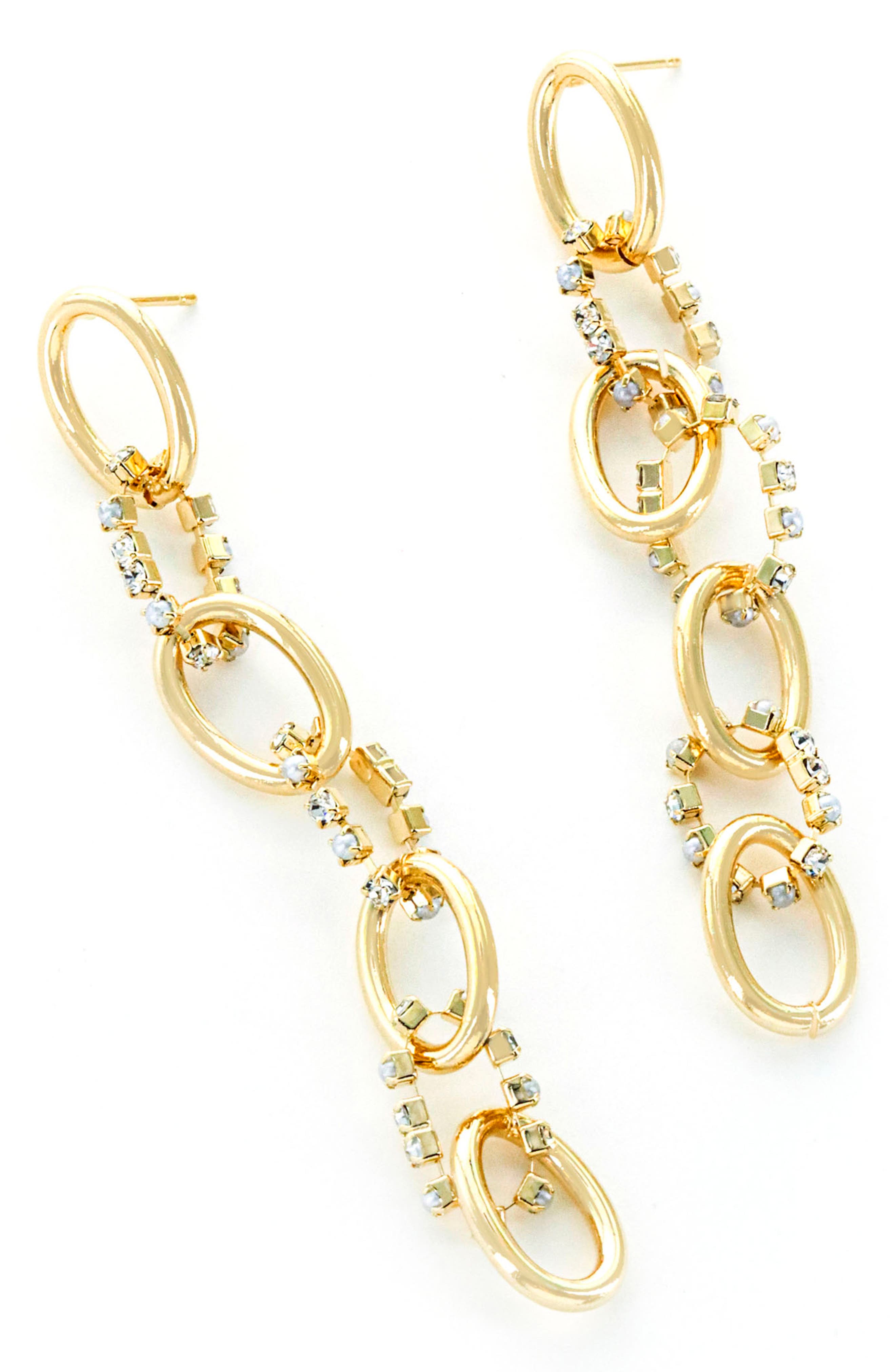 Drop The Racks Bd Panacea Crystal Link Drop Earrings (Women) | Nordstromrack