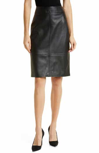 BOSS Selrita Leather Pencil Skirt