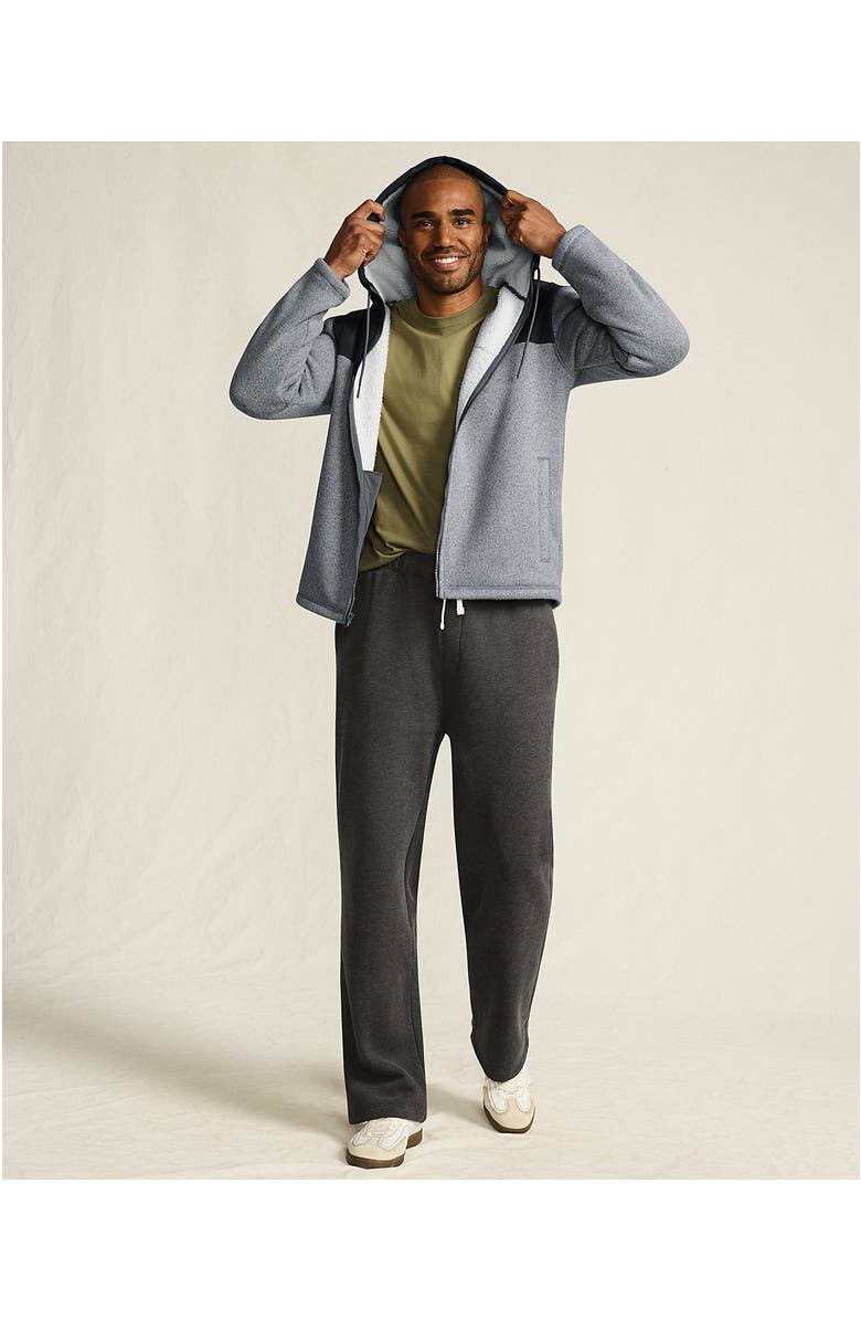 Lands' End Sweater Fleece Mixed Media Full Zip Jacket, Alternate, color, Mica/Graphite Heather