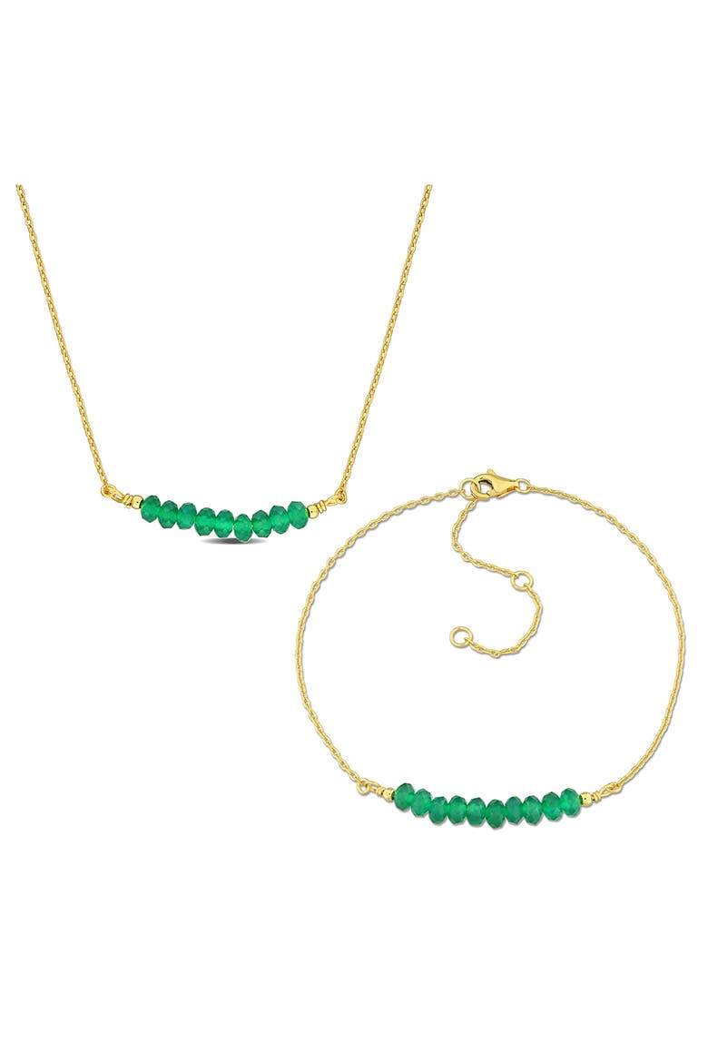 Green Onyx Beaded Necklace & Bracelet Set, Main, color, GREEN