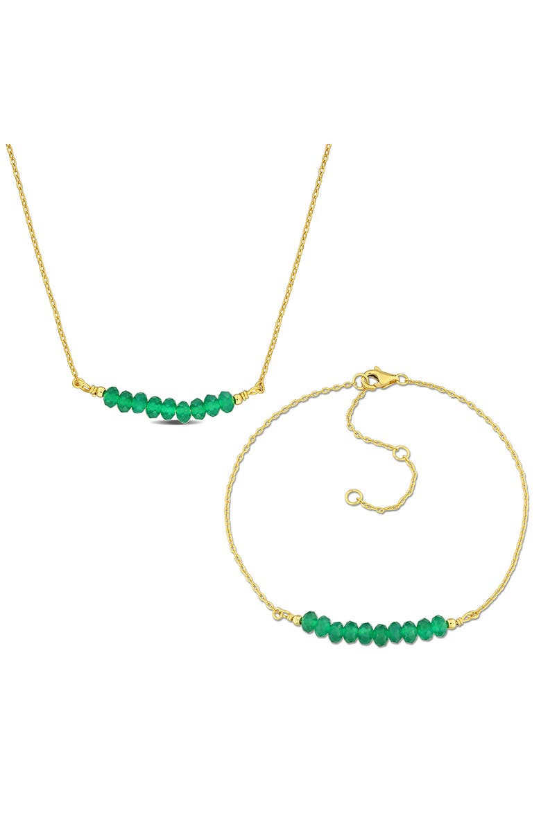DELMAR Green Onyx Beaded Necklace & Bracelet Set, Main, color, Green