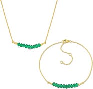 DELMAR Green Onyx Beaded Necklace & Bracelet Set
