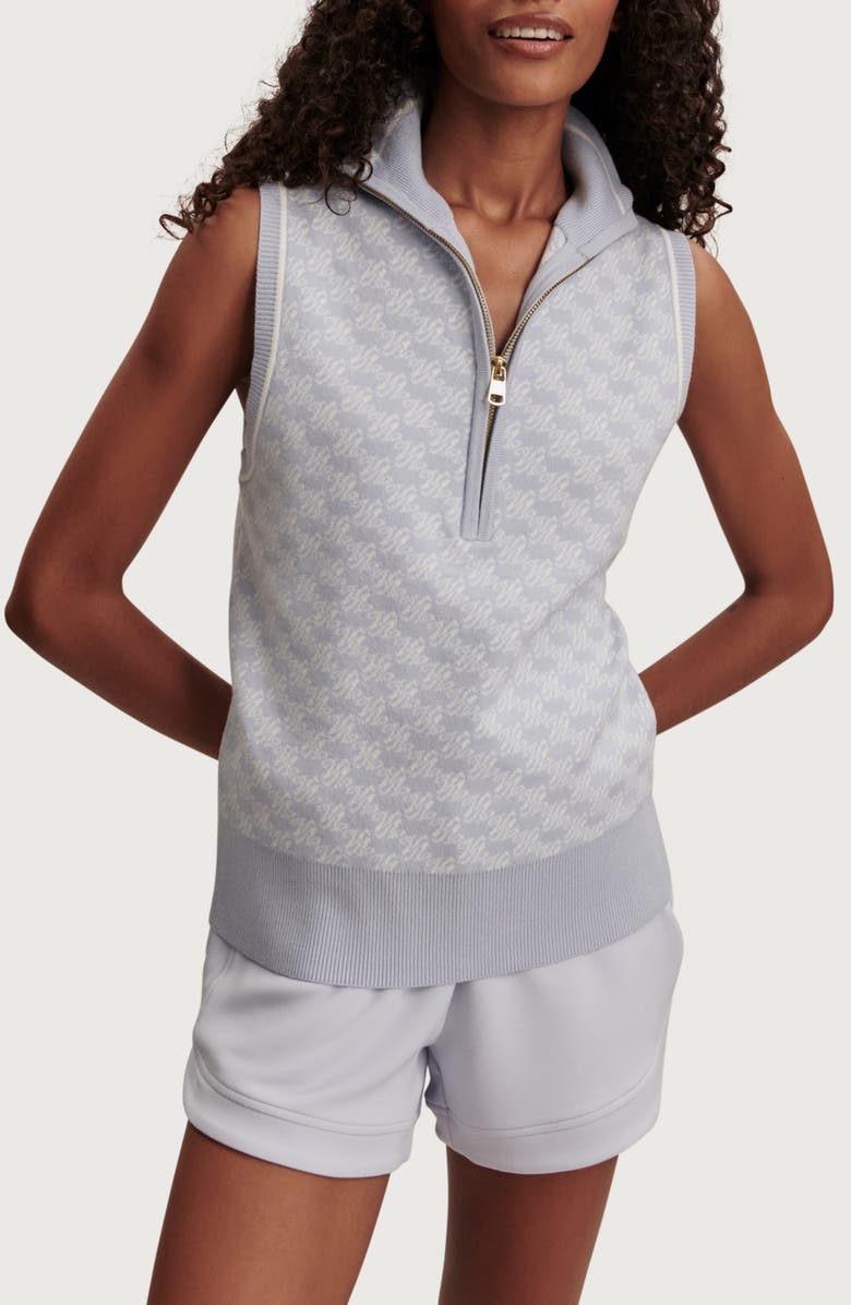 Varley Vincent Sleeveless Half Zip Jacquard Sweater, Main, color, Xenon Blue / White