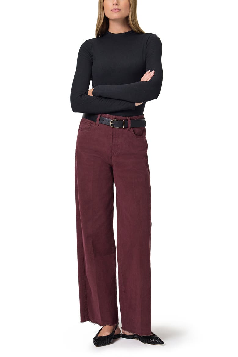Anessa Raw Hem High Waist Wide Leg Jeans, Alternate, color, VINTAGE DARK OXBLOOD