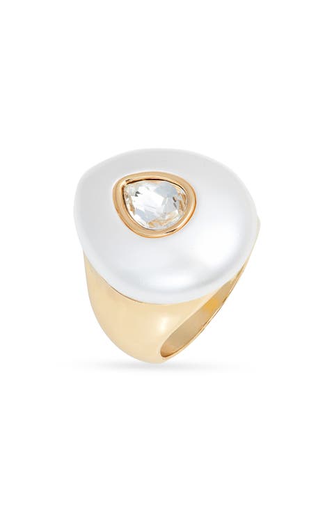Crystal & Resin Pear Cocktail Ring