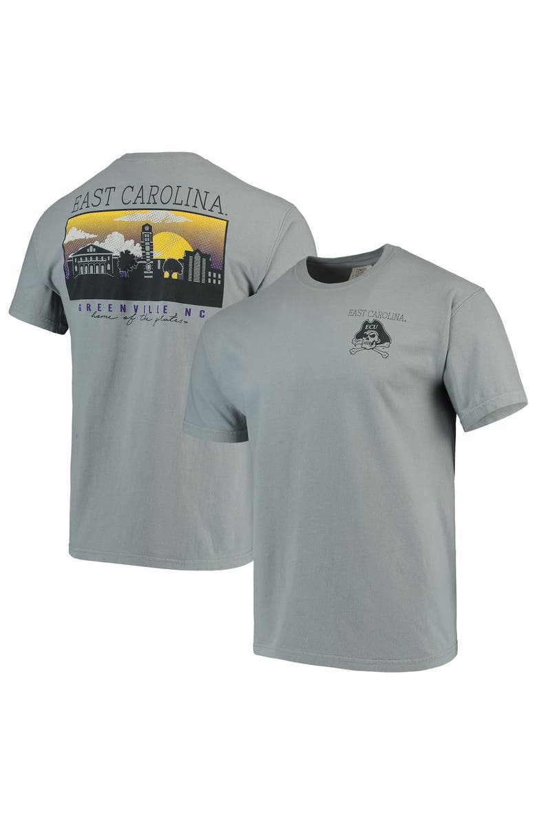 IMAGE ONE ECU Pirates Comfort Colors Campus Scenery T-Shirt - Gray, Alternate, color, 