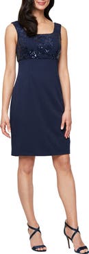 Alex Evenings Embellished Scuba Crepe Cocktail Dress with Jacket