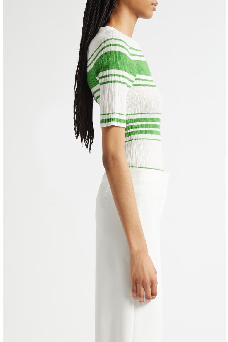 Jack Stripe Cotton Blend Knit Top, Alternate, color, BRIGHT WHITE/ BASIL