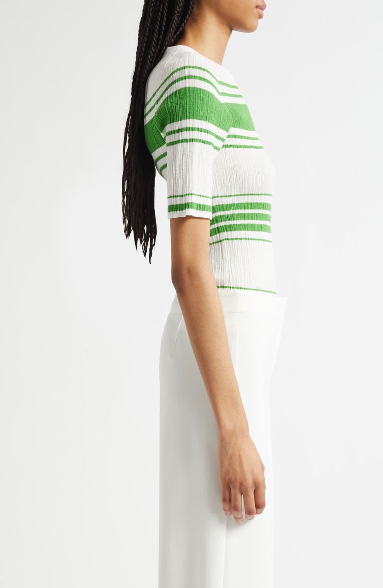 A.L.C. Jack Stripe Cotton Blend Knit Top, Alternate, color, Bright White/ Basil