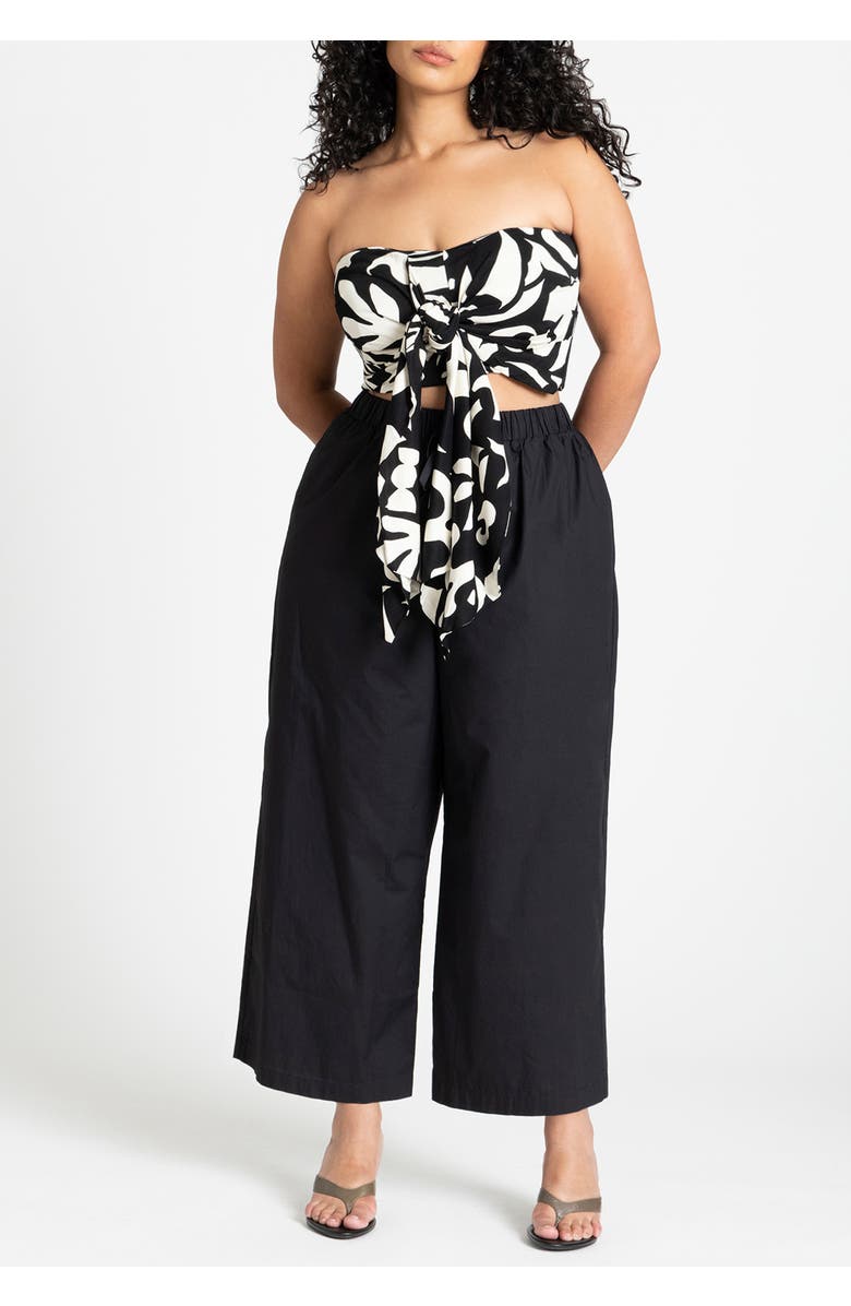 ELOQUII Tie Front Scarf Top, Alternate, color, Abstract