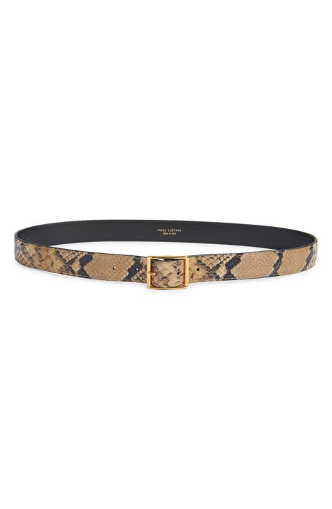 Gabriele Snakeskin-Embossed Leather Belt