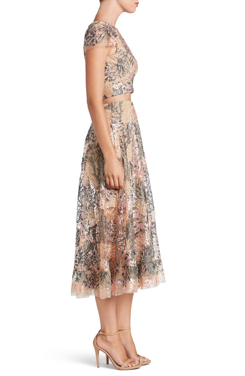 Dress the Population Juliana Embroidered Two-Piece Dress, Alternate, color, 