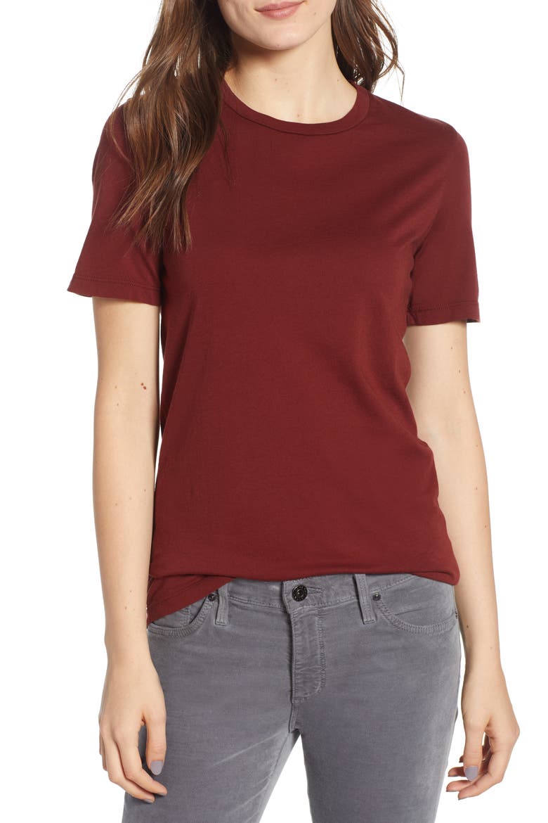 Crewneck Tee, Main, color, TANNIC RED