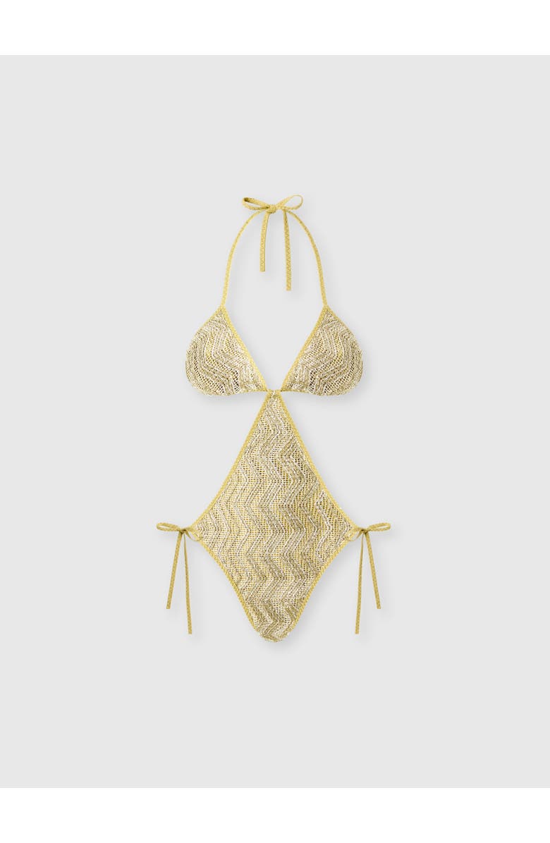 Missoni Zigzag Mesh Trikini With Sequins, Main, color, Gold