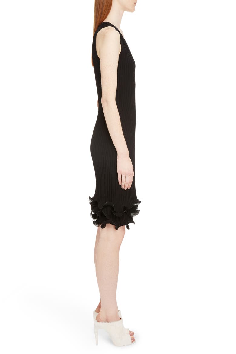 Ribbed Ruffle Hem Dress, Alternate, color, BLACK