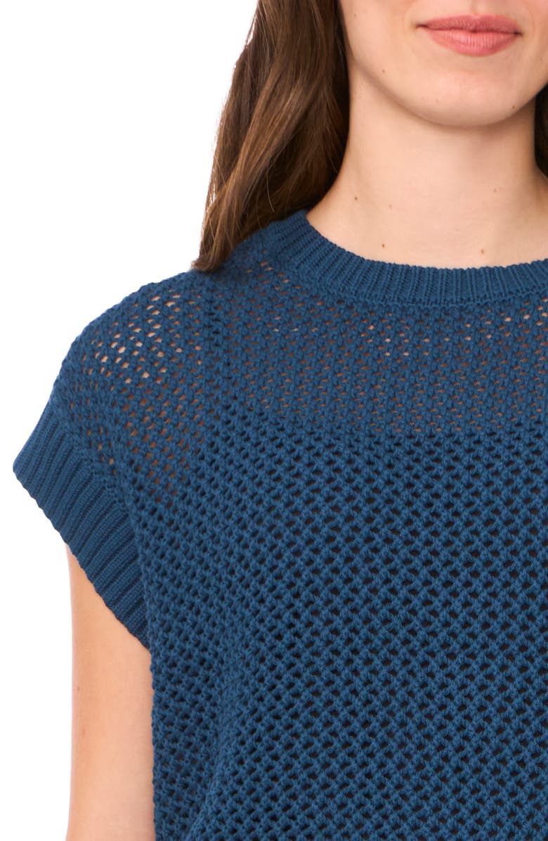 Halogen<sup>®</sup> Open Stitch Cotton Crop Sweater Vest, Alternate, color, Seaport Blue