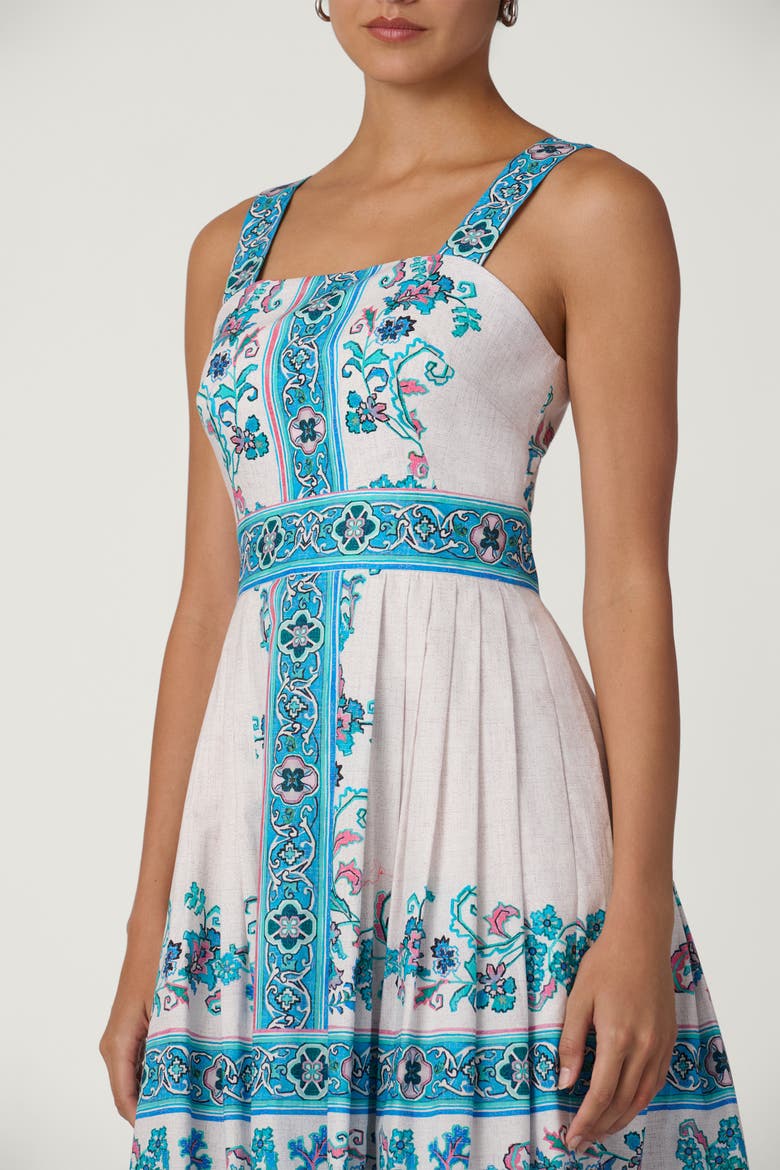 Warwick Tile Print Almma Dress, Alternate, color, Sky Blue Multi