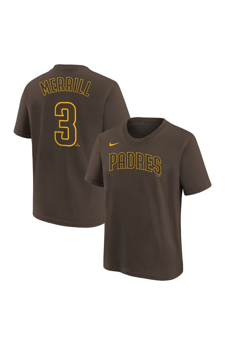 Nike Youth Nike Jackson Merrill Brown San Diego Padres Player Name & Number T-Shirt, Main, color, 