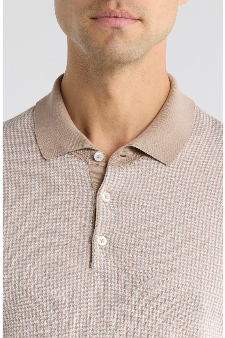 Francois Long Sleeve Cotton & Silk Polo Sweater, Alternate, color, SAND
