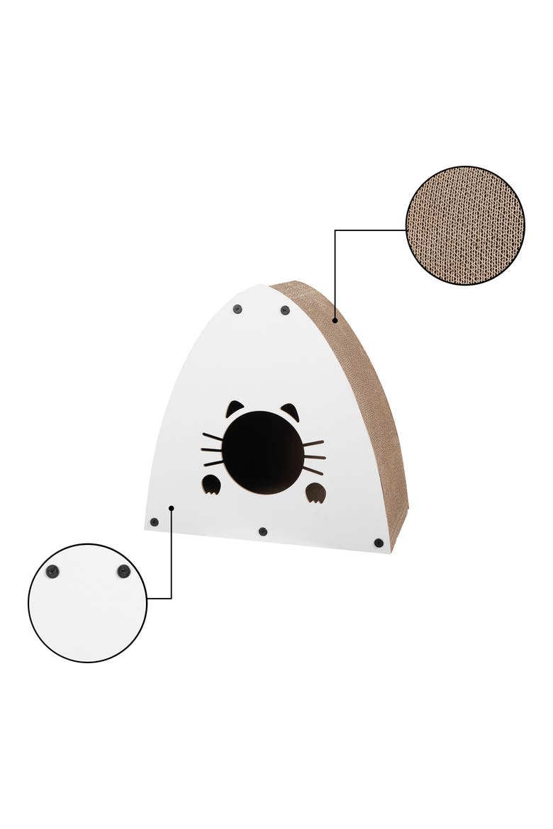 Koko Cardboard Triangle Cat Cave Scratcher with Catnip, Alternate, color, Gray