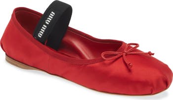 バレエシューズ MIUMIU Ballerina fiocchetto logo Logo satin ballet flats in pink - Miu Miu | Mytheresa