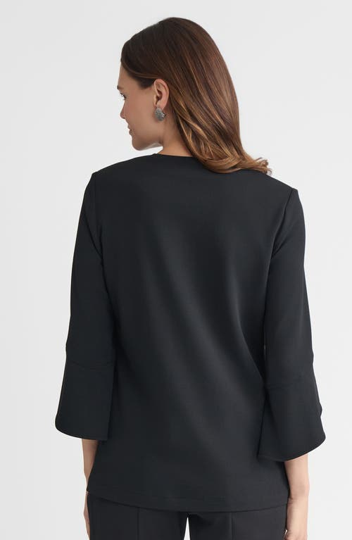 Ming Wang Heritage Embroidered Stretch Deco Crepe Jacket In Black