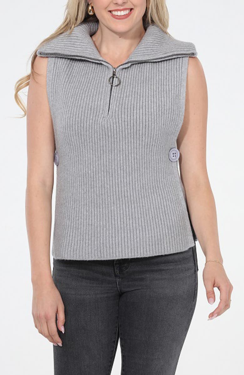 RAIN AND ROSE Quarter Zip Vest, Main, color, Grey