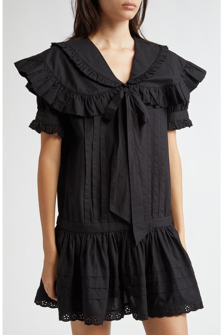 Toki Drop Waist Cotton Minidress, Alternate, color, BLACK