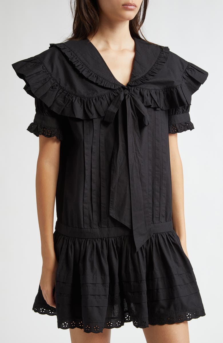 Sandy Liang Toki Drop Waist Cotton Minidress, Alternate, color, 