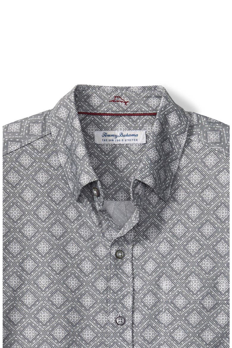 San Lucio Mira Mosaic IslandZone® Cotton Blend Button-Up Shirt, Alternate, color, LIGHT ASH